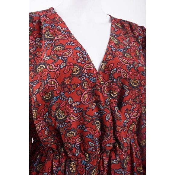 Boden Womens Becky Midi Wrap Dress UK 14L US 10L Red Floral Paisley D0041 NWT - Picture 3 of 6